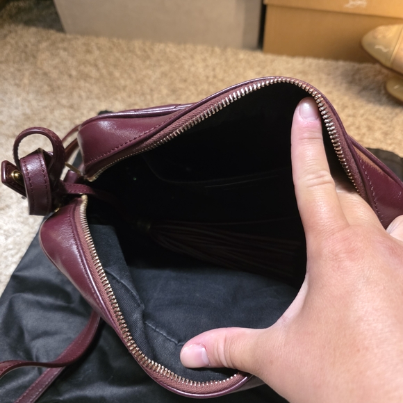 Saint Laurent Burgundy Quilted Crossbody Bag - Picture 2 of 9